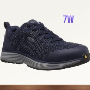 Keen Womens size 7W Sparta Blue Grey Alloy Toe Work Shoes ~ runs small